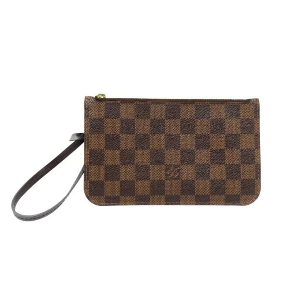 Louis Vuitton Damier Neverfull Pouch Clutch Canvas Brown